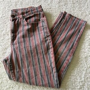 American Eagle Mom Jeans Maroon & Blue Stripe Size 2 Short